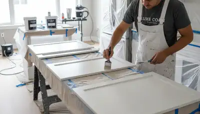 Professional cabinet painting in Wilmington NC kitchen with smooth, durable coastal finish