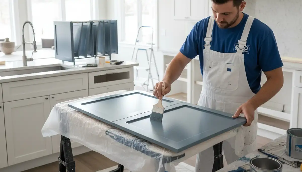 Professional cabinet painting in Wilmington, NC kitchen with durable, moisture-resistant finish