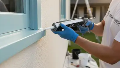 Professional caulking and sealing on coastal home exterior in Wilmington, NC by expert painters