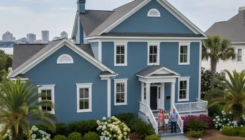 Freshly painted Wilmington NC home exterior with durable, weatherproof finish by Coastal House Painters