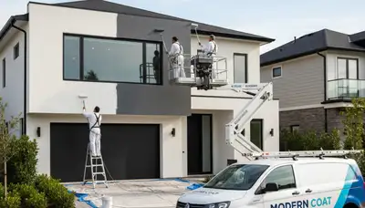 Professional exterior house painters in Wilmington NC applying coastal-protective paint finish