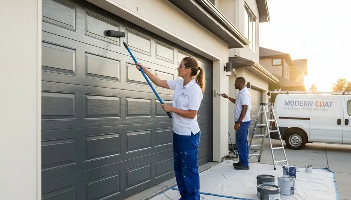 Professional garage door painting in Wilmington NC with coastal weather protection and durable finish
