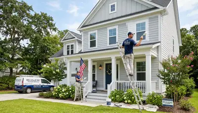 Professional house painters in Wilmington NC applying fresh exterior paint to a coastal home