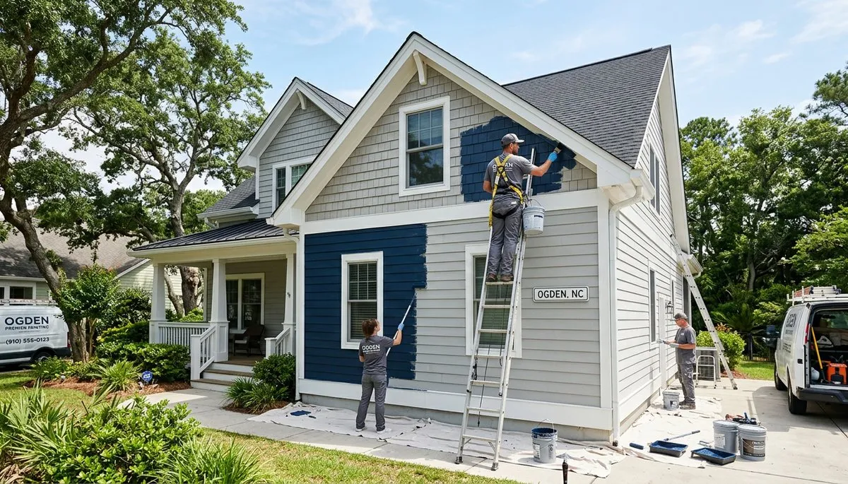 Professional house painters enhancing home exterior in Wilmington, NC