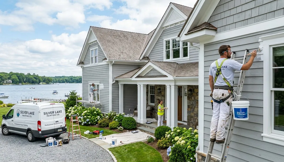 Professional house painters in Wilmington NC applying exterior paint to a coastal home
