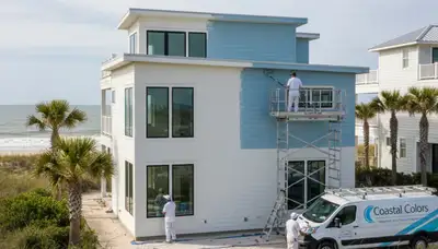 Professional house painters finishing exterior home painting in Wilmington NC