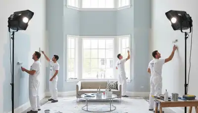 Professional interior house painters in Wilmington, NC applying fresh wall color with expert precision