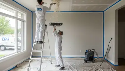 Professional popcorn ceiling removal in Wilmington NC home by expert house painters
