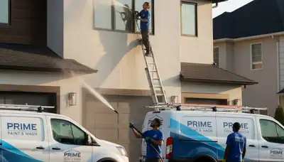 Professional pressure washing a coastal home exterior in Wilmington, NC for mildew and salt removal
