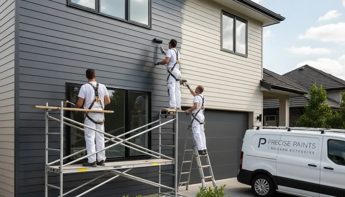 Professional siding painting in Wilmington NC home with coastal weather protection finish