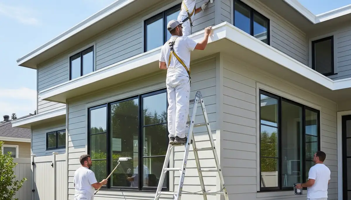 Professional trim and fascia painting on coastal home in Wilmington, NC for durable salt-air protection